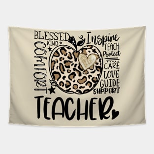 Teacher Cheetah Apple Inspiring words Tapestry