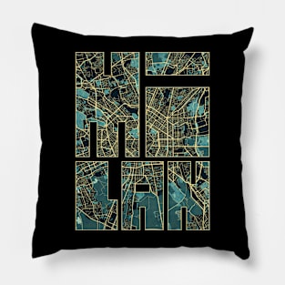 Milan, Italy City Map Typography - Summer Pillow