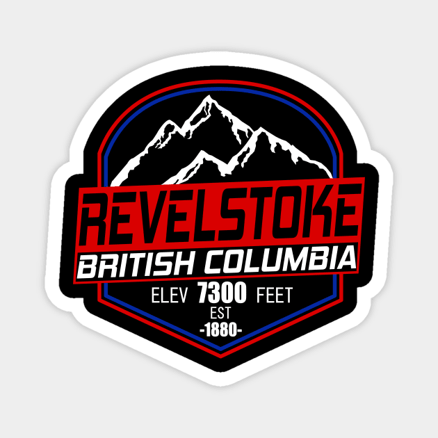 Retro Ski Revelstoke B.C Canada Skiing and Mountain Biking Paradise Magnet by ChrisWilson