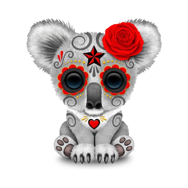 Red Day of the Dead Sugar Skull Baby Koala by jeffbartels