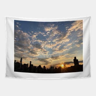 New York City Rooftop Skyline Tapestry