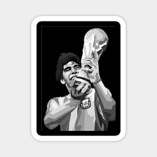Diego Maradona Black And White Art Magnet