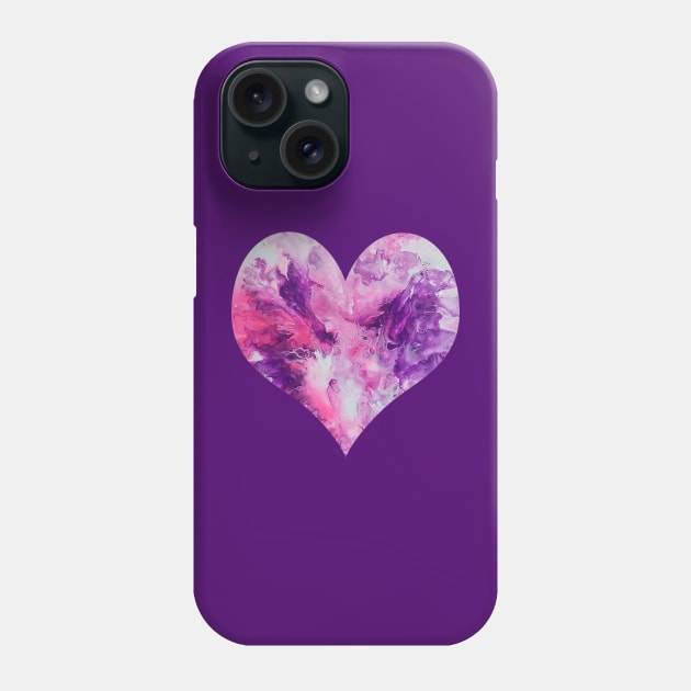 Splash Heart in Pink and Purple Phone Case by Klssaginaw