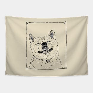 funny picture of akita smiling dog Tapestry