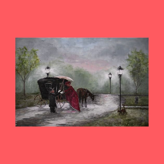 Oil Painting Victorian Era Horse Buggy by Gallery Digitals