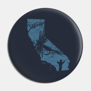 California Distressed Fly Fishing State Map Pin