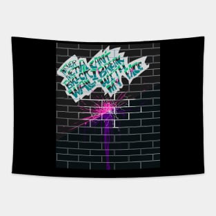 Never Met A Brick Wall I Can’t Break With My Face (Neon/Blacklight Room) Tapestry