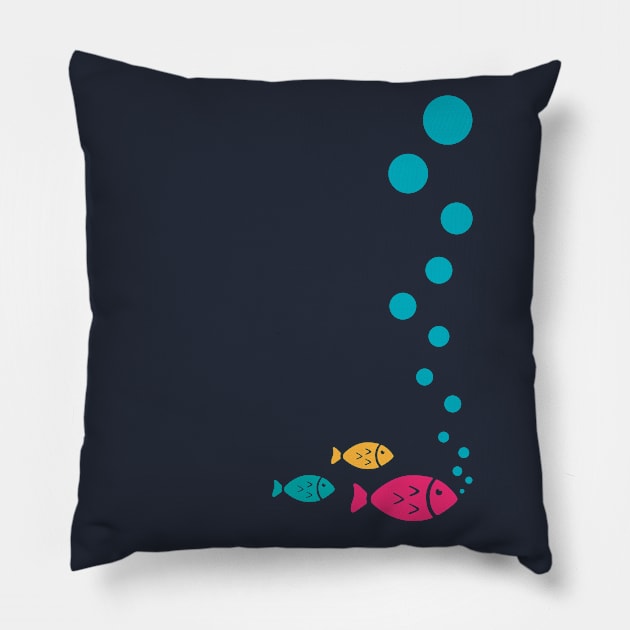 Fishes and Bubbles Pillow by Dellan