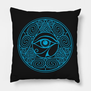 Celtic All Seeing Eye - blue Pillow