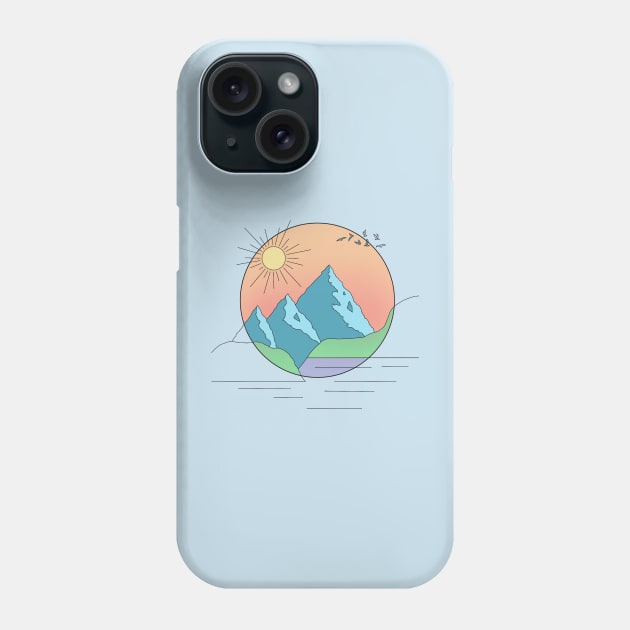 Mountain Landscape Minimal Line Art Phone Case by Doodling Redhed