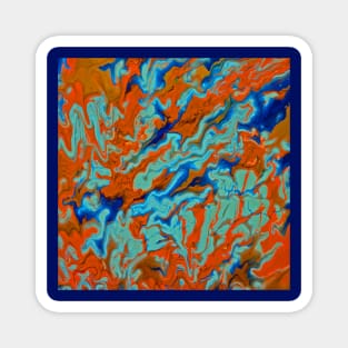 Blues with Orange Abstract Magnet