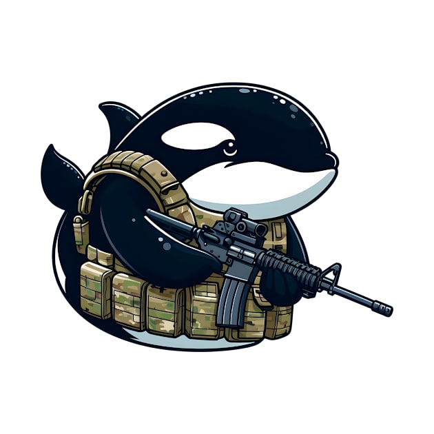 Tactical Orca Majesty Tee: Where Strength Meets Oceanic Elegance by Rawlifegraphic