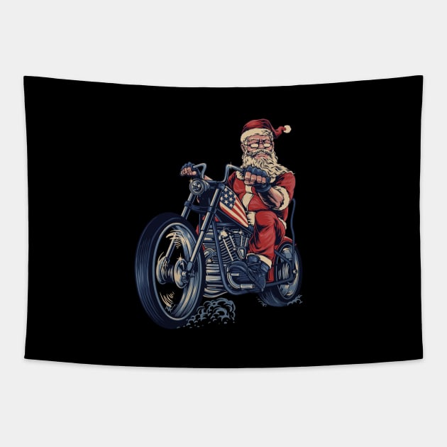 Biker Santa Claus Tapestry by TambuStore