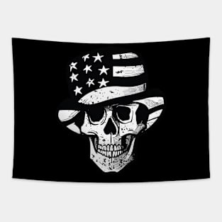 Skull Wear USA Hat BW Tapestry