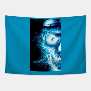 blue flame skull Tapestry