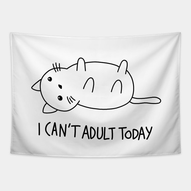 Cute Cat - I can't adult today Tapestry by valentinahramov