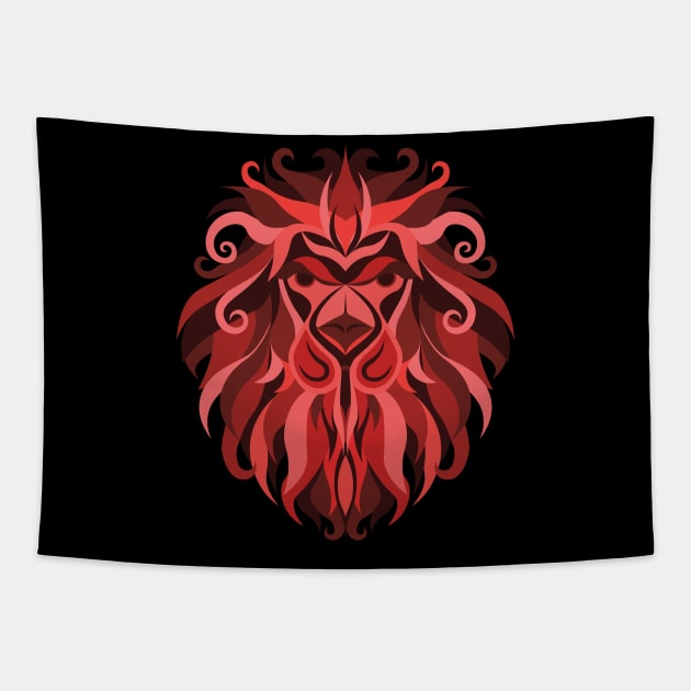 Leo Zodiac Sign - Red Tapestry by TeeeeeeTime