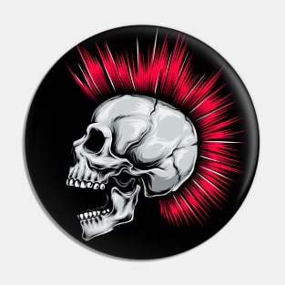 Mohawk Punk Skull Pin