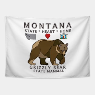 Montana - Grizzly Bear - State, Heart, Home - state symbols Tapestry