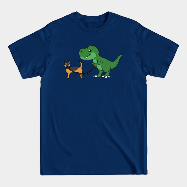 Disover T Rex Dinosaur Walking German Shepherd - German Shepherd - T-Shirt