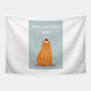 Ginger Cat Mum Christmas Illustration Tapestry