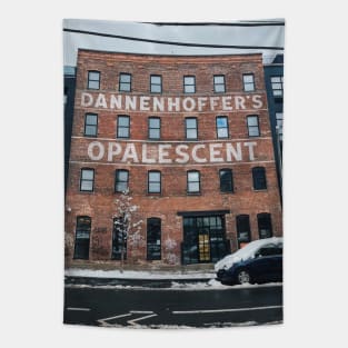 "Dannenhoffer's Opalescent" former factory building Tapestry