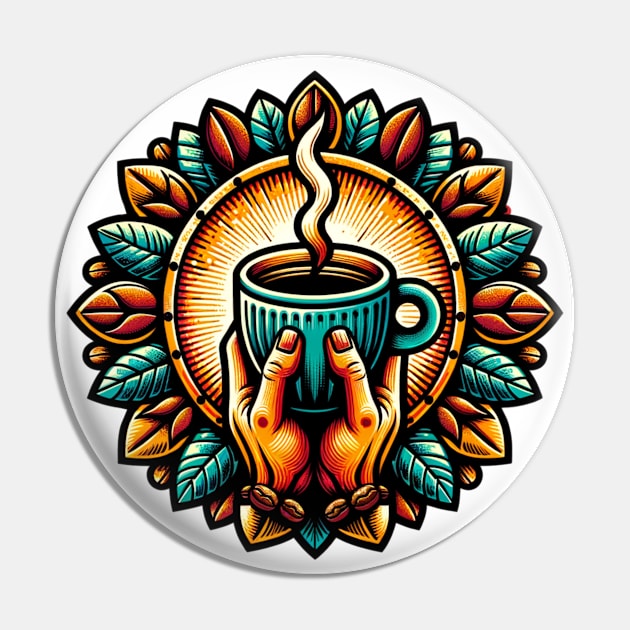 Coffee Worship Pin by TinaGraphics