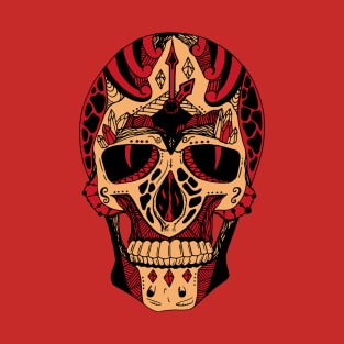 Red and Cream Time Skull T-Shirt