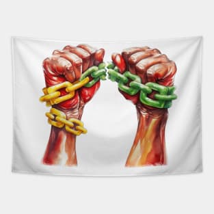 Watercolor Juneteenth Hand Fight Tapestry