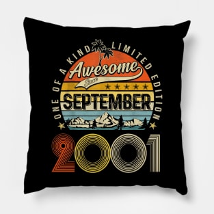 Awesome Since September 2001 Vintage 22nd Birthday Pillow