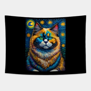 The Ragdoll Cat in starry night Tapestry