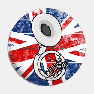 Sousaphone UK Flag Britain Sousaphonist British Musician Pin