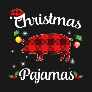 Pig Buffalo Plaid Christmas Pajamas Funny Xmas Gift T-Shirt