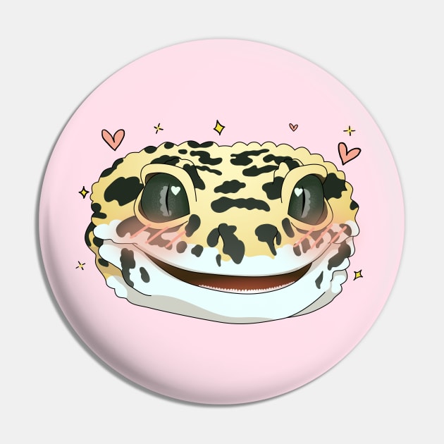 Kawaii Leopard Gecko Face Pin by ziafrazier