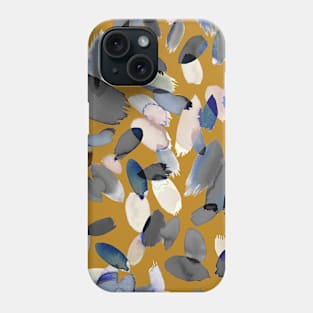 Pocket - WATERCOLOR PETAL STAINS BLUE MUSTARD Phone Case