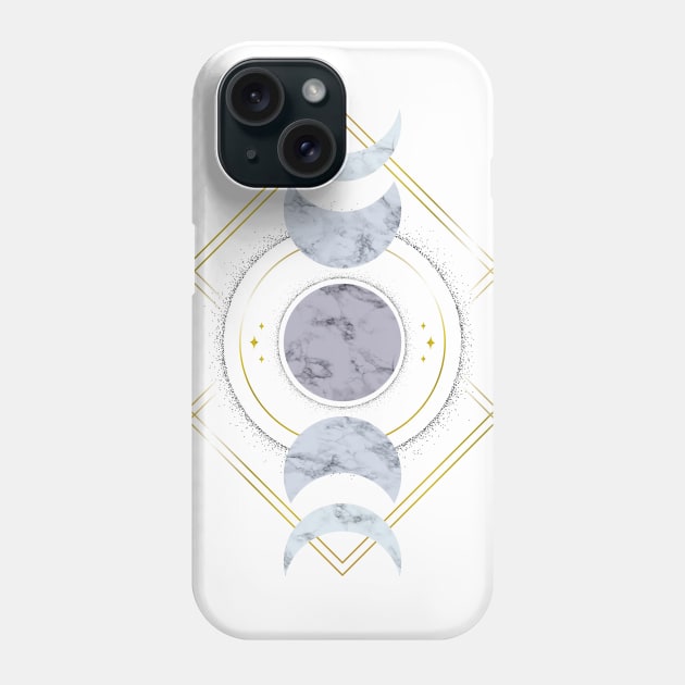 Marble Moon Phases Phone Case by Barlena