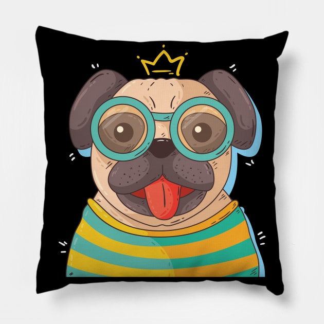 King of nerdy dogs - PUG Pillow by Printaha