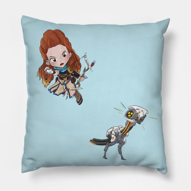 Aloy and the watcher Pillow by Silveretta