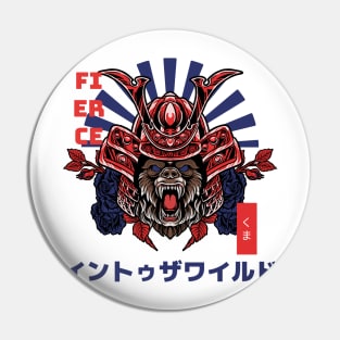 Cool Samurai Grizzly Bear design Pin