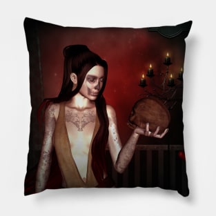 Wonderful fantasy women with skull Pillow