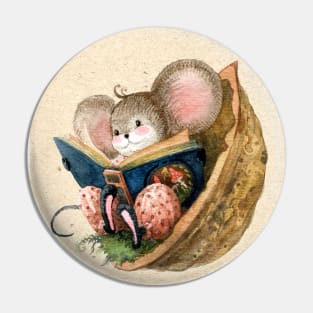 Once Upon A Time Cute Mouse Vintage Illustration Pin