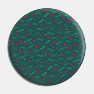 Christmas branches and stars - teal and green Pin