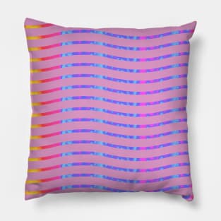 Wavy Lines Rainbow on Soft Purple Pillow