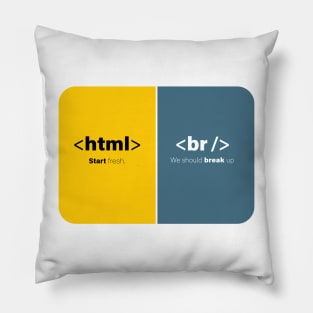 Coding Cards, Colorful Graphics Filled With HTML Coding Jokes Pillow