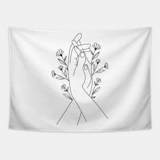 Hands holding flowers Tapestry