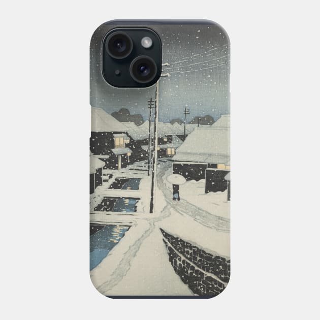 Evening Snow at Terashima Village by Hasui Kawase Phone Case by uncommontee