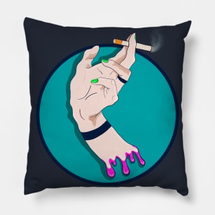 Hand with a cigarette art Pillow