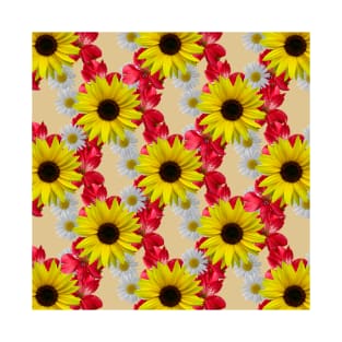 sunflower daisies floral bloom daisy red flowers blossoms T-Shirt