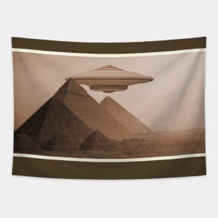 UFO over pyramids of Egypt Tapestry