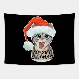 Santa Cat Christmas | Merry Catmas | Cute Xmas Tapestry